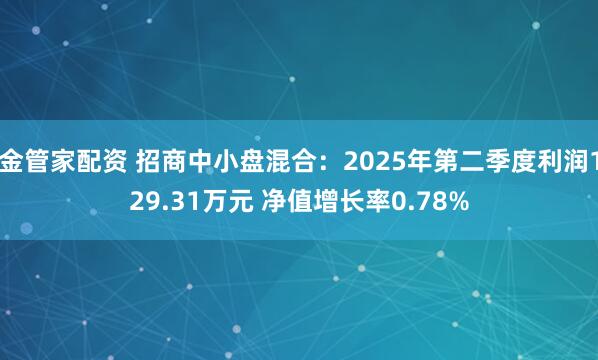 金管家配资 招商中小盘混合：2025年第二季度利润129.31万元 净值增长率0.78%