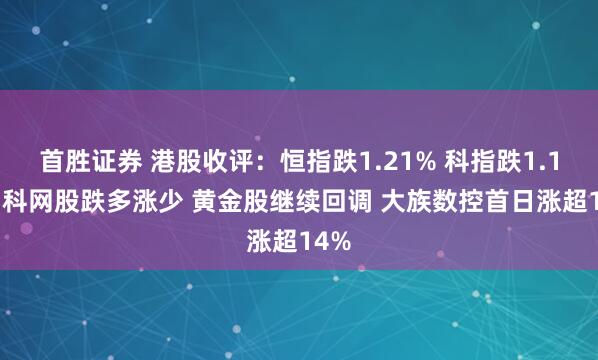 首胜证券 港股收评：恒指跌1.21% 科指跌1.11% 科网股跌多涨少 黄金股继续回调 大族数控首日涨超14%