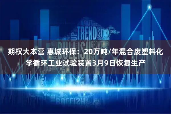 期权大本营 惠城环保：20万吨/年混合废塑料化学循环工业试验装置3月9日恢复生产